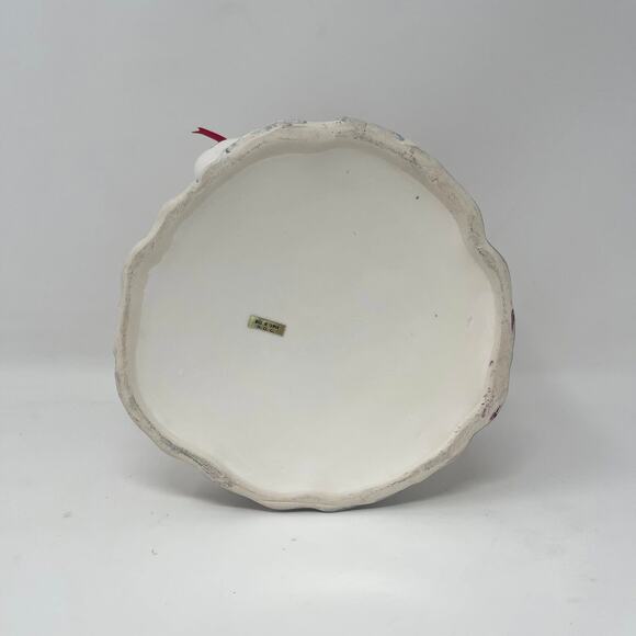 VTG Gaggle of Geese Ceramic Planter White Small Round Red Bows Cottage Farmhouse - Picture 8 of 8